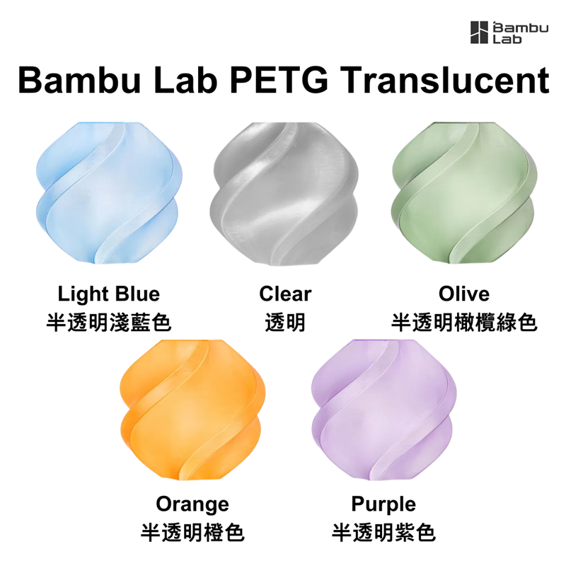 Bambu Lab PETG Translucent 半透明系列