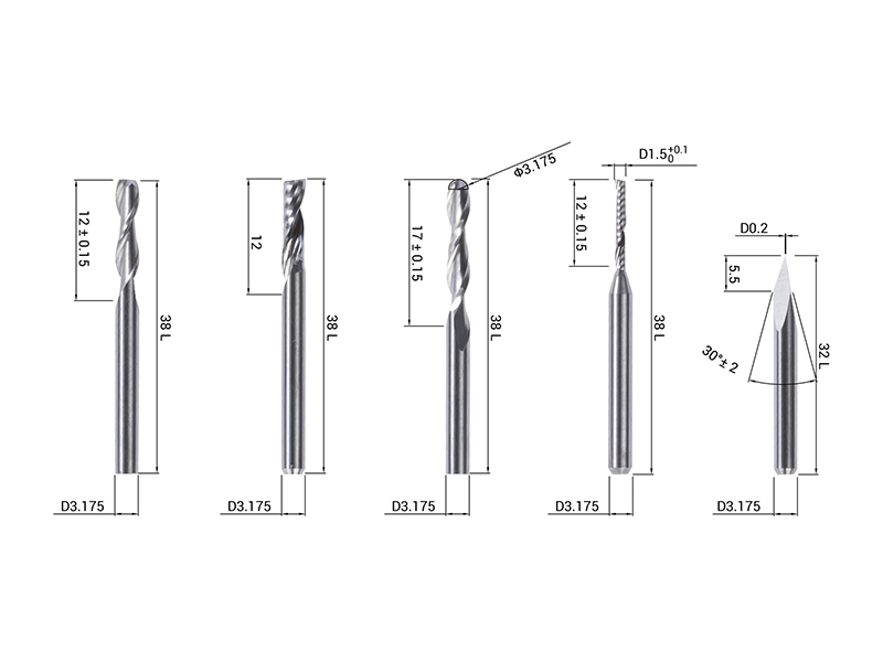 Snapmaker CNC Carving Bits (5-Pack)