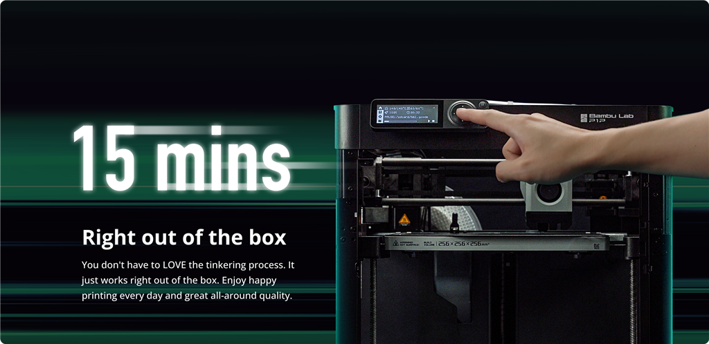 Bambu Lab P1P 3D printer 15mins right out of the box