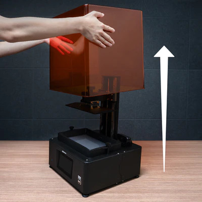 Sonic Might 8K LCD 3D Printer opening the lid